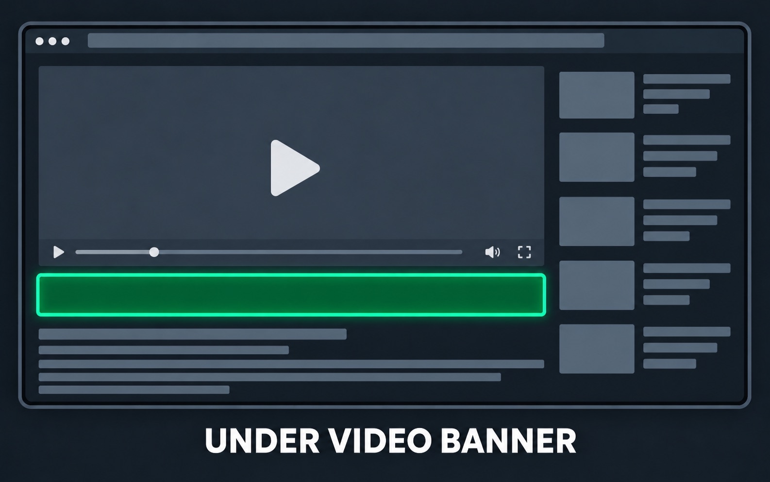 Example of Under Player - 640x100 advertising placement